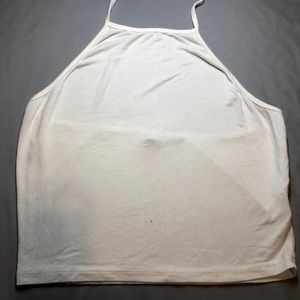 White Halte Top Open Back Cropped Blouse